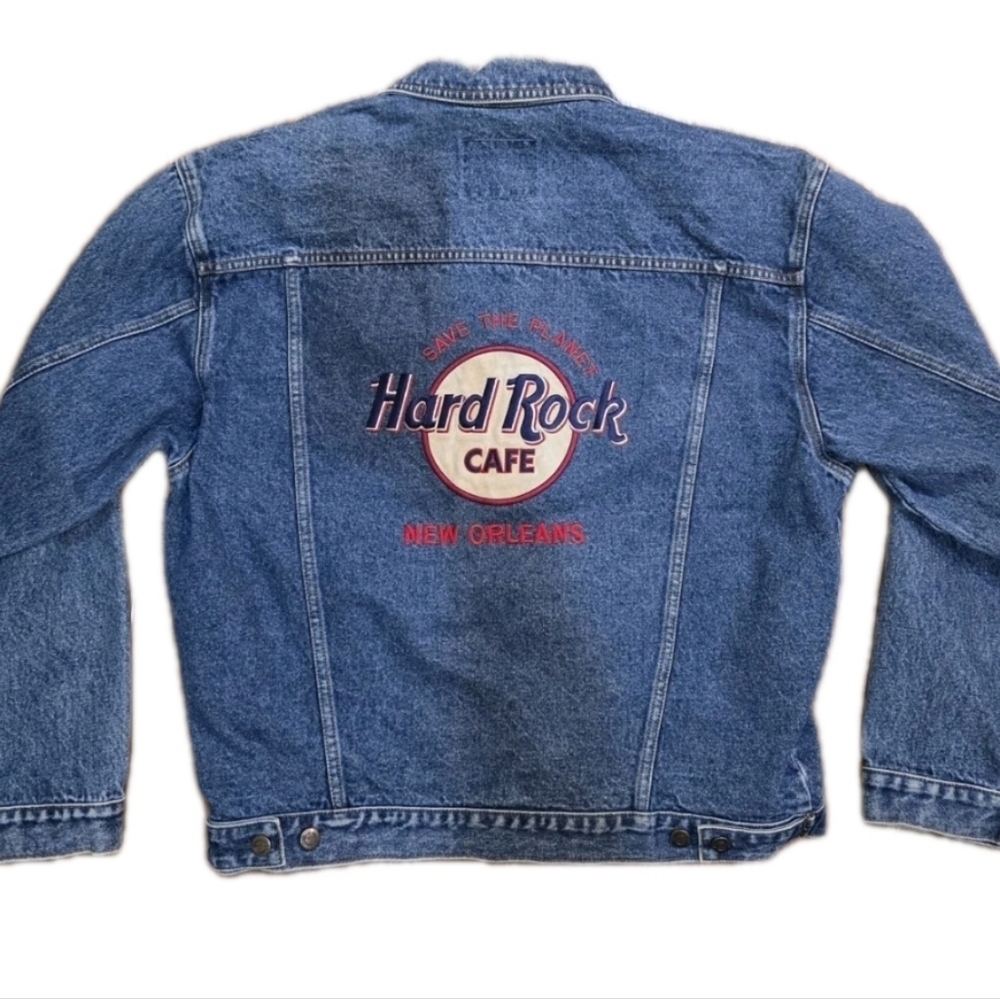 Vintage 90s Hard Rock Cafe New Orleans Denim Jacket Adults Size Large Y2K Grunge - Picture 5 of 5